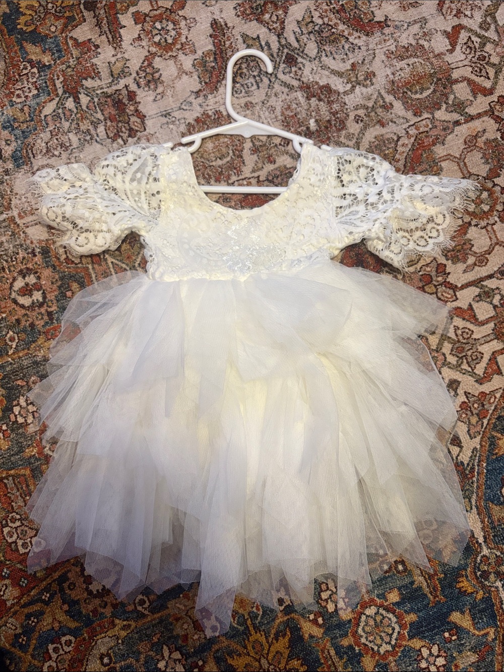White Lace & Tulle Princess Kids Costume Dress